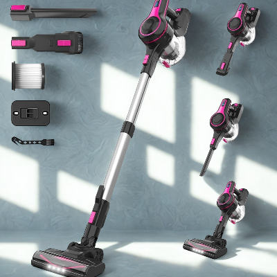 Aspirateur balai sans fil rose