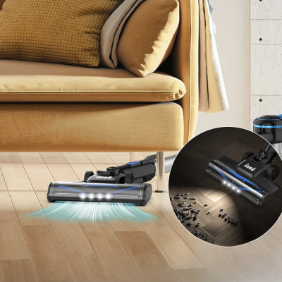 Aspirateur balai sans fil sous fauteuil