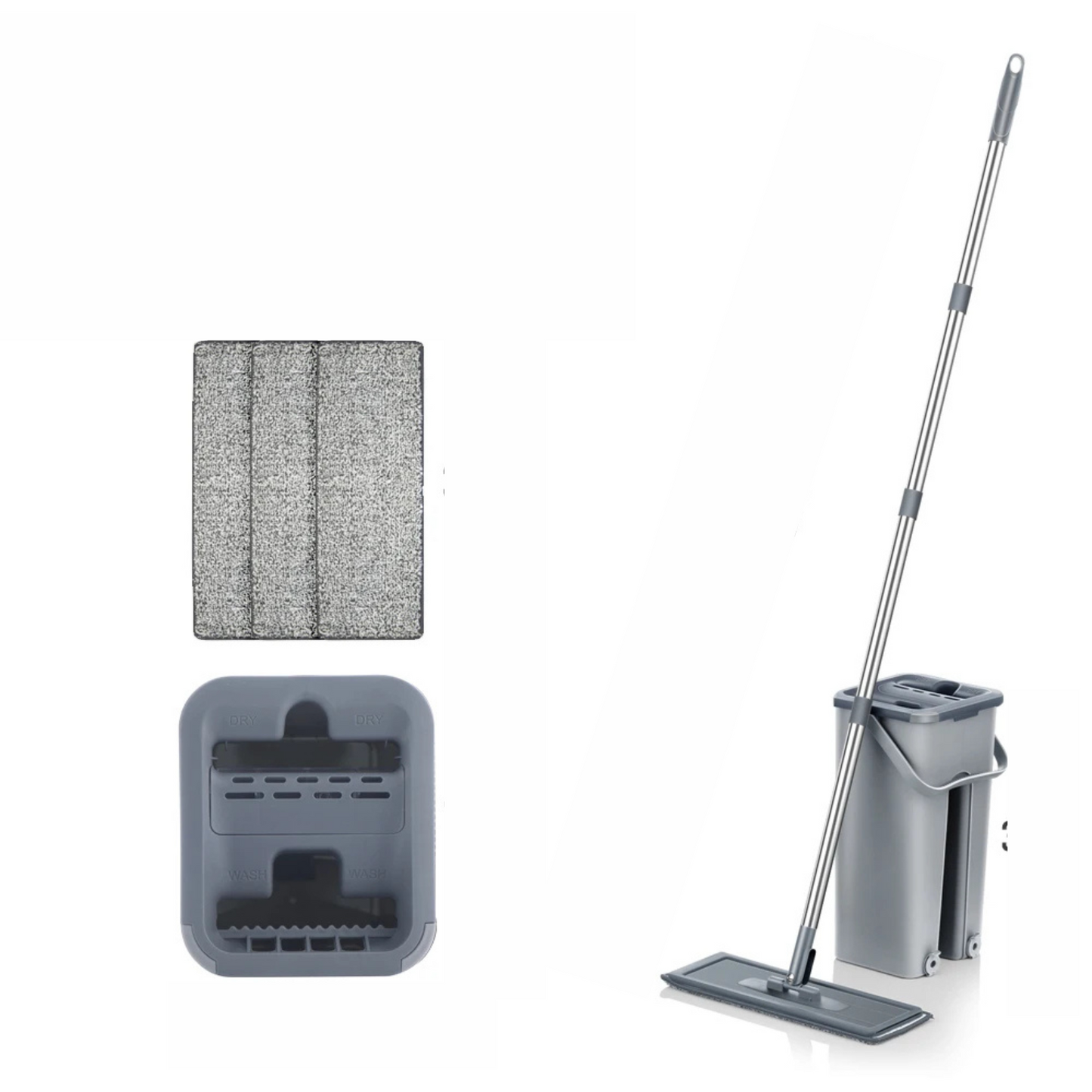 Serpillière et seau gris 4pads