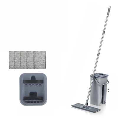 Serpillière et seau gris 6 pads