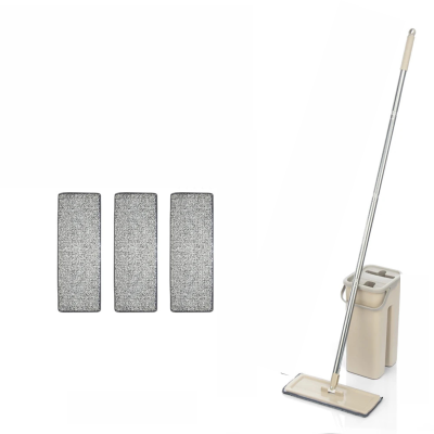 Serpillière et seau beige 4 pads